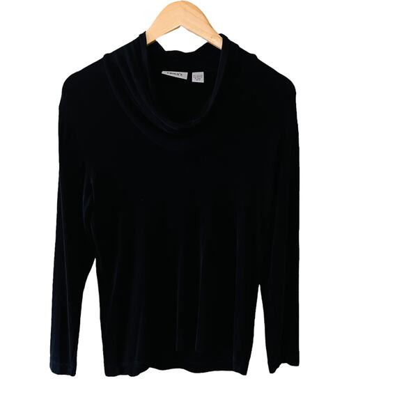 Chico’s Travelers Cowl Neck Stretch Top Size Small Black - Picture 1 of 7